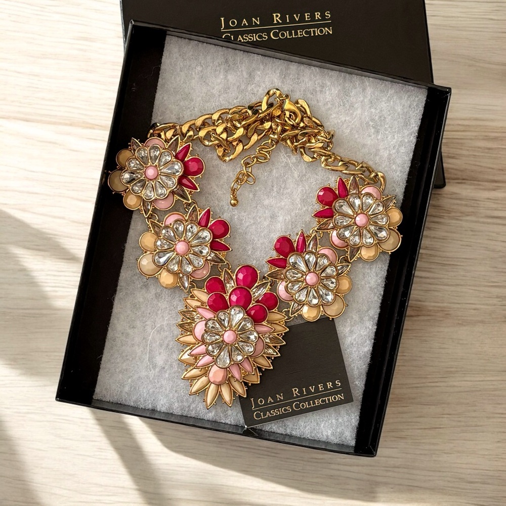 Joan Rivers Collection Signed VINTAGE Gold Statement Bib Necklace